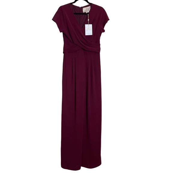 Gal Meets Glam Delaney Crossover Wrap Jumpsuit Red Wine Size 8 NEW - Picture 6 of 10
